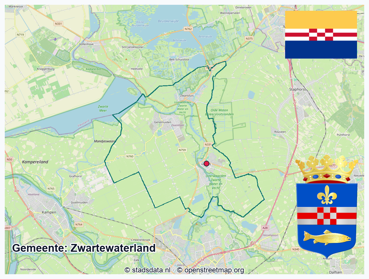 Schematische gemeentegrens Zwartewaterland