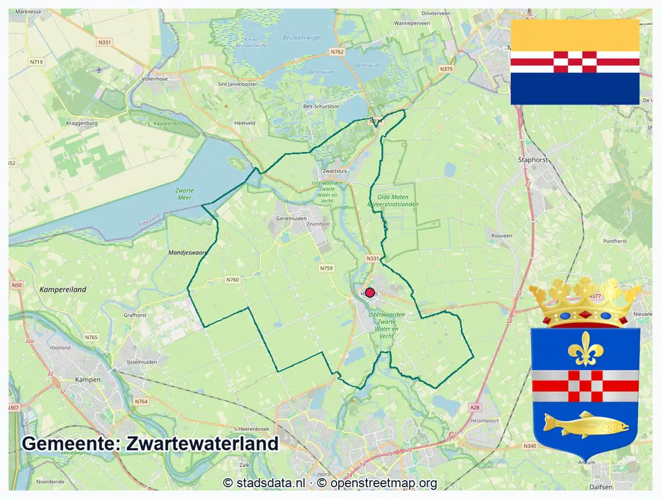 Schematische gemeentegrens Zwartewaterland